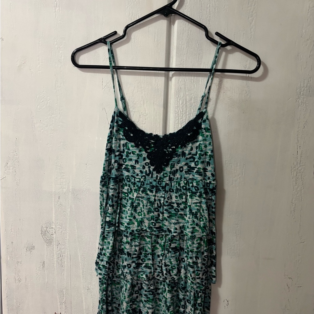 Green and Black Lace Babydoll Shirt